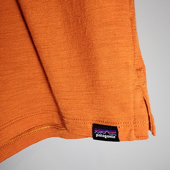 Men's Patagonia Orange Short Sleeve Shirt Size Large Mountain - Picture 2 of 3